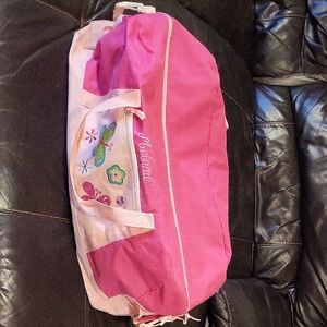 Pink Butterfly Embroidered Girl's Duffle Bag